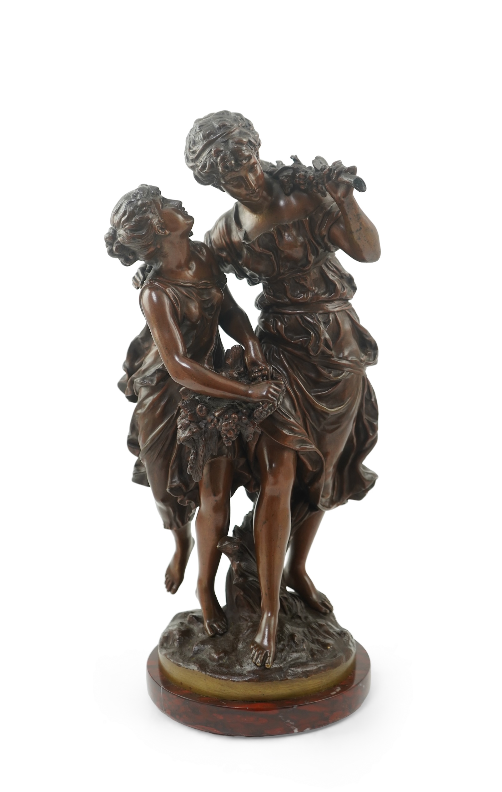 Mathurin Moreau (1822-1912), ‘Les Soeurs’. A patinated bronze